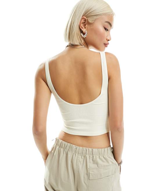Free People – Meg – Elfenbensvit crop top med seamless design, 4 av 4