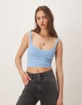 [Free People] Free People Meg seamless crop top in blue M-L Dusk blue