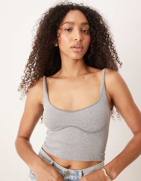 Free People meg seamless crop top in grey marl - view 1