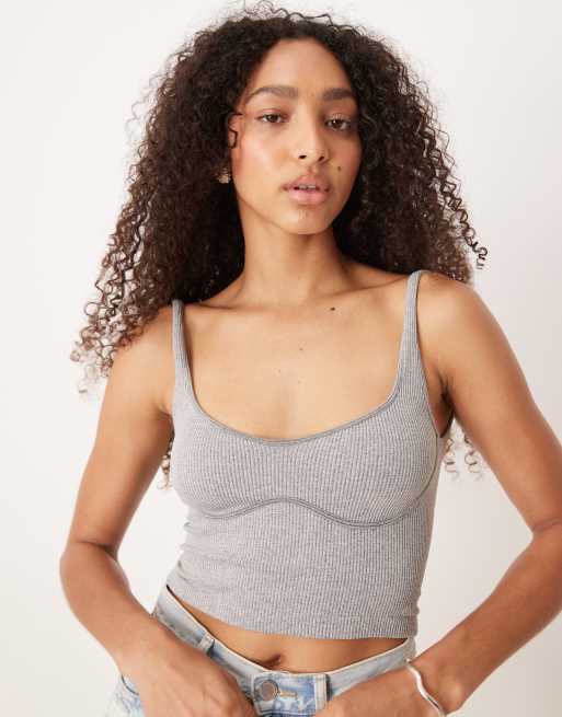 Free People meg seamless crop top in grey marl