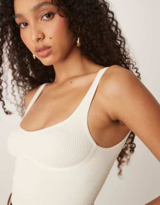 Free People meg seamless crop top in ivory | ASOS