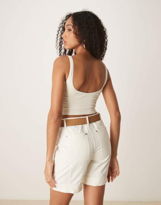 Free People meg seamless crop top in ivory | ASOS