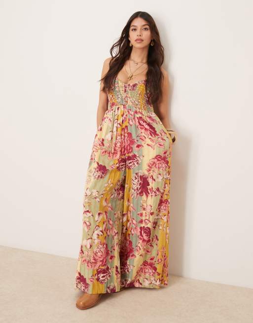 Free People Melrose printed wide leg jumpsuit in multi