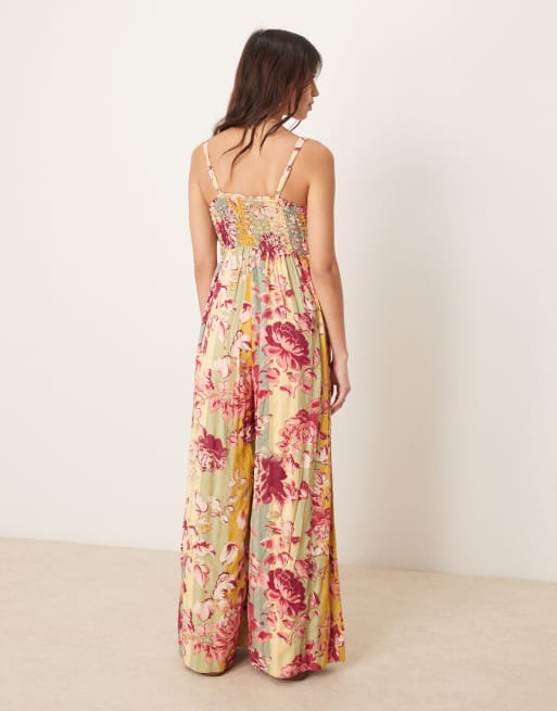 Free People melrose printed wide leg jumpsuit in multi | ASOS