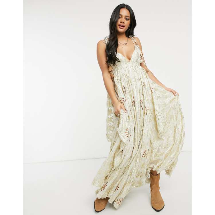 Free People Meredith Maxi Dress in Gold