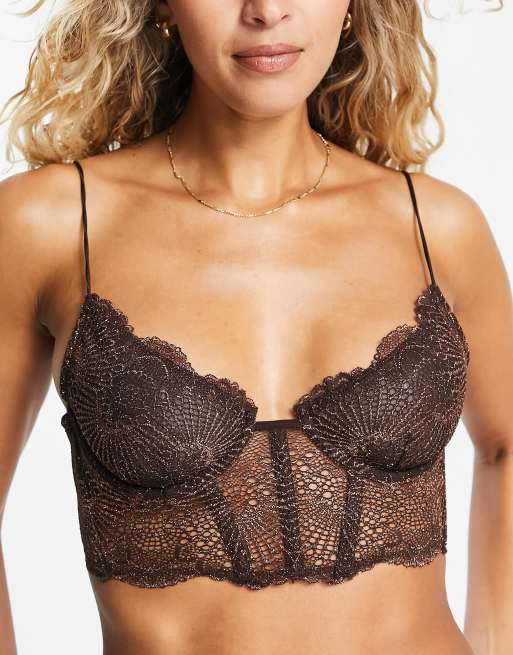 Free People metallic longline bralette in copper