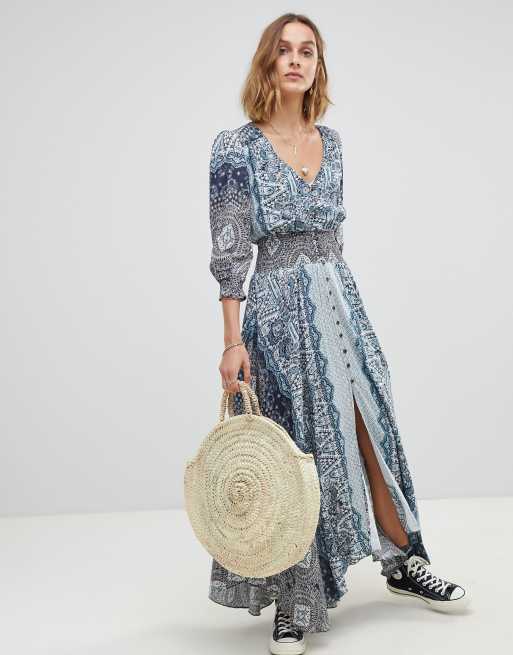 Free people mexicali rose printed sale smocked maxi dress