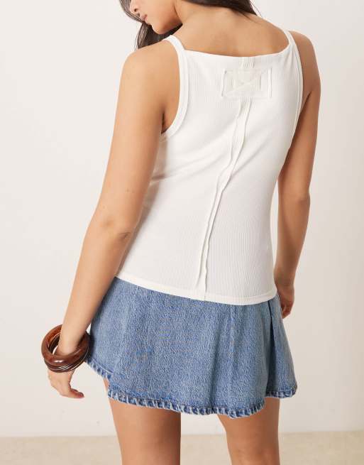 Free People mia straight neck tank top in ivory, 2 of 4