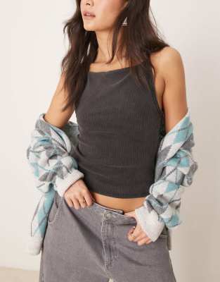 Free People Mia Straight Neck Tank Top In Black