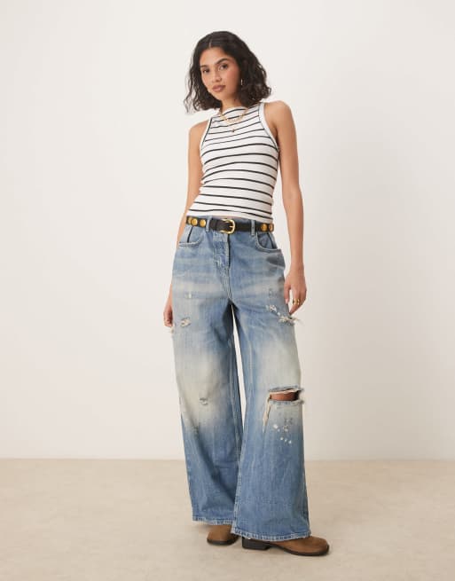 Free People mia striped ribbed tank top in black and white, 2 of 4