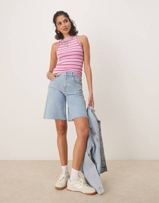 Free People mia striped ribbed tank top in orchid pink | ASOS
