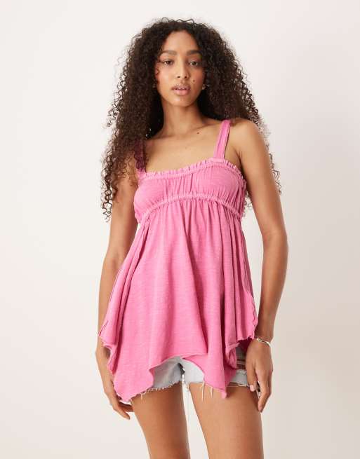 Free People mia striped ribbed tank top in orchid pink | ASOS