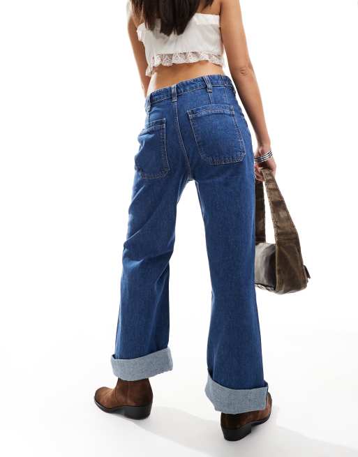 Free People mid-rise baggy jeans with front pocket in blue, 2 of 5