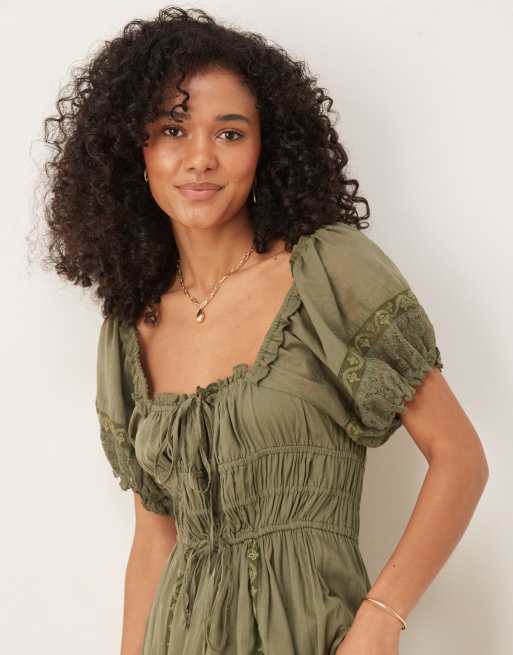 Free People - Midi jurk met stroken in crystal kelp, 4 van 4
