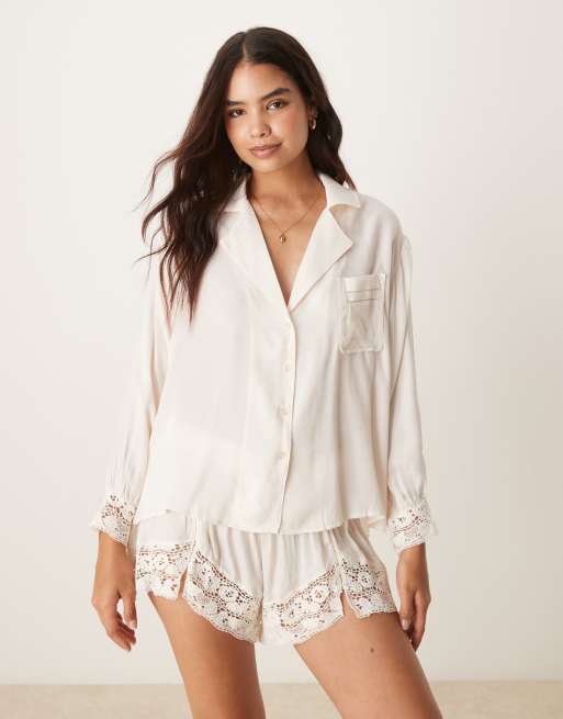 Free People – Midnight Muse – Pyjama-Hemd aus Satin in Sugar, Kombiteil, 2 von 4