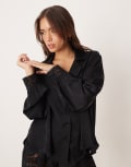 [Free People] Free People midnight muse satin sleep shirt in black (part of a set) L BLACK
