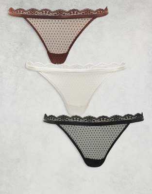 Free People Midweek Lace Brief 3 Pack In Multi