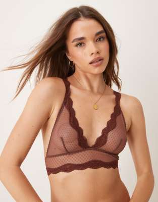 midweek longline lace bra in brown