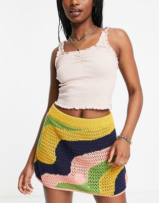 Free People mila crochet mini skirt in multi