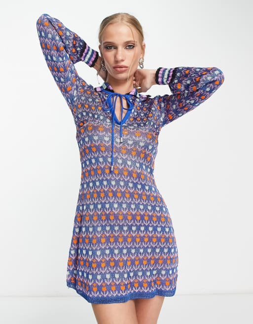 Long Sleeve Paisley - Mixing It Up Mini Dress by Free People