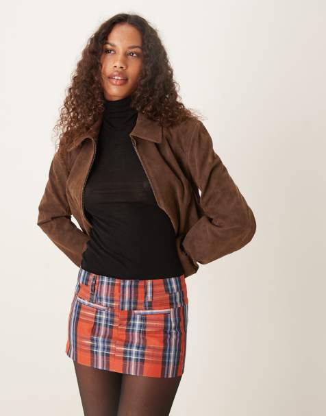 Free People Millie Fleurs micro mini skirt in red squash check - view 1