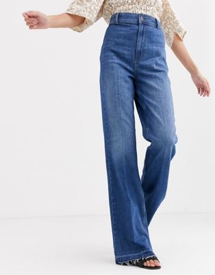 Free People - Mindy - Stugge flared jeans-Marineblauw