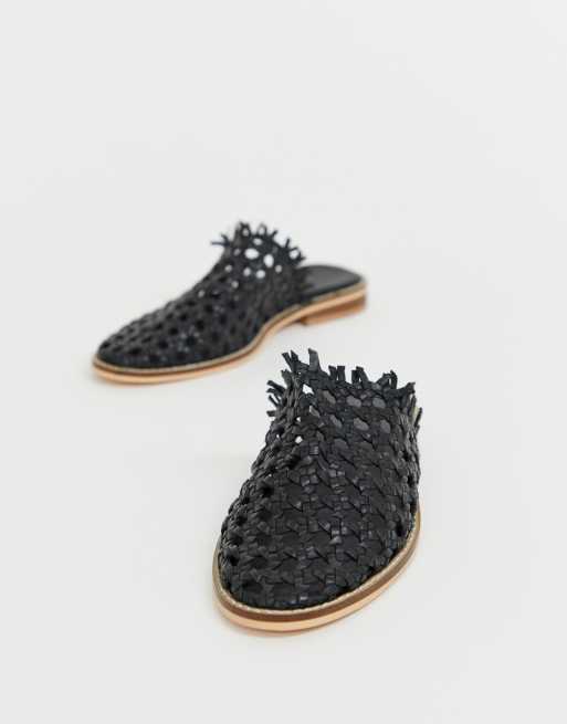 Free People Mirage leather woven slip on flat shoes