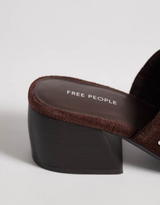 Free People mirage mirror embellished heeled sandals in espresso suede, 2 of 4