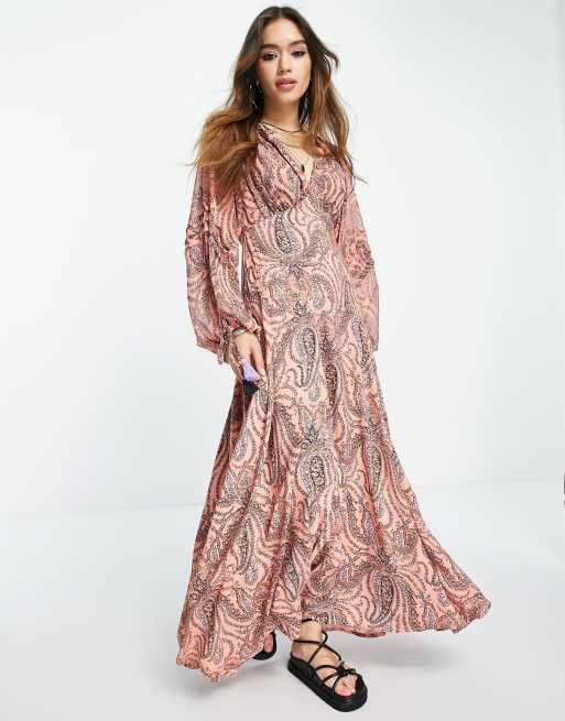 Free People – Mirage – Pomarańczowa sukienka maxi