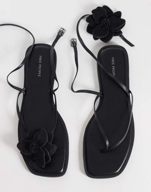 Free People mismatch magnolia sandal with corsage in black tide leather, 2 of 4