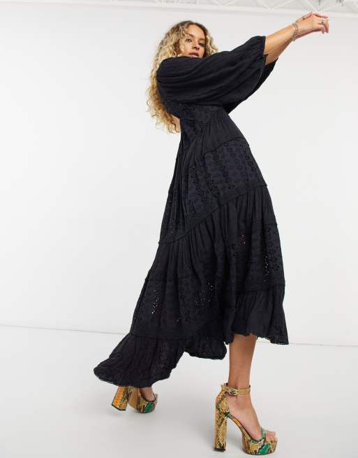 Free People Mockingbird maxi dress in black