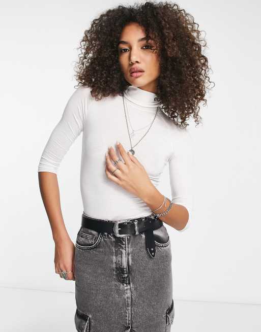 Free People Modern turtleneck jersey top in white