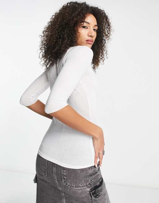 Jersey Turtleneck Top - White - Ladies