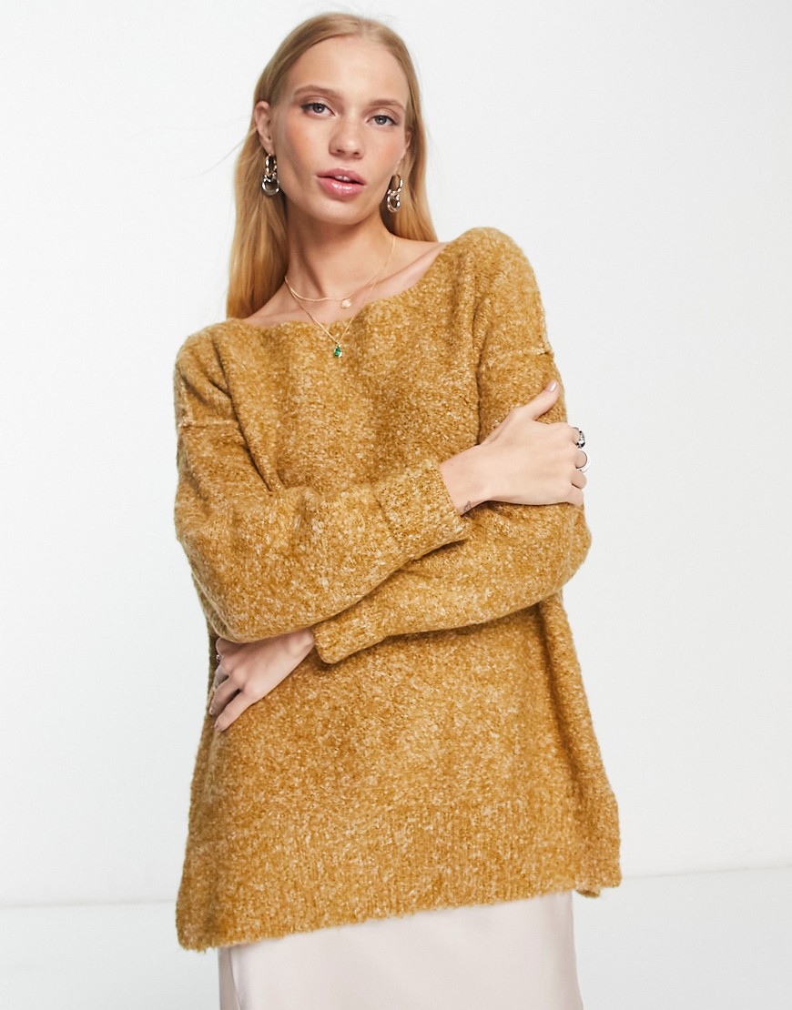 Free People Moira slouchy oversized sweater in copper-Yellow