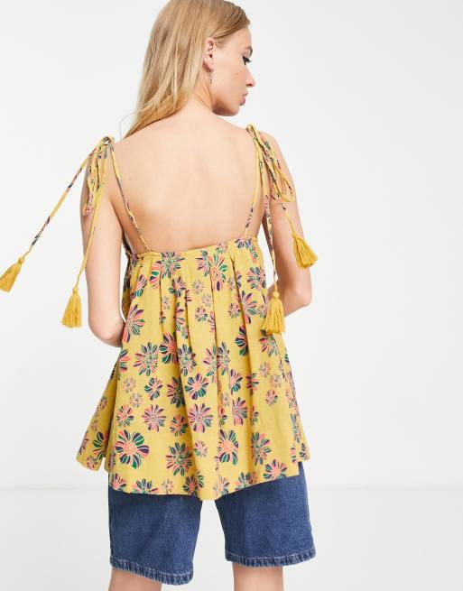 Free People - Molly Indigo - Canottiera grembiule giallo dorato, 2 di 4