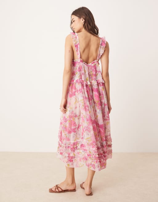 Free People moon phase printed midi dress in floral pop ASOS - Main Image