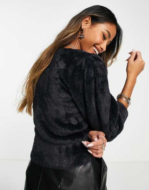 Black fluffy hotsell cropped jumper