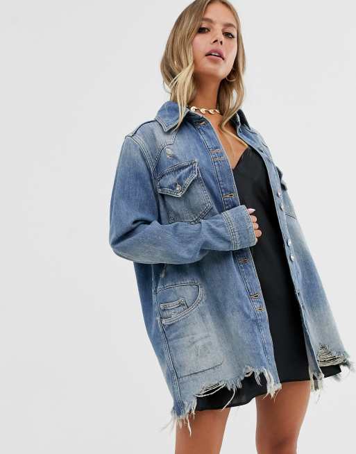 Free people denim cheap shirt jacket