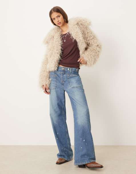 Free People – Moonlight – Kunstpelzjacke in der Farbe Tea - view 1