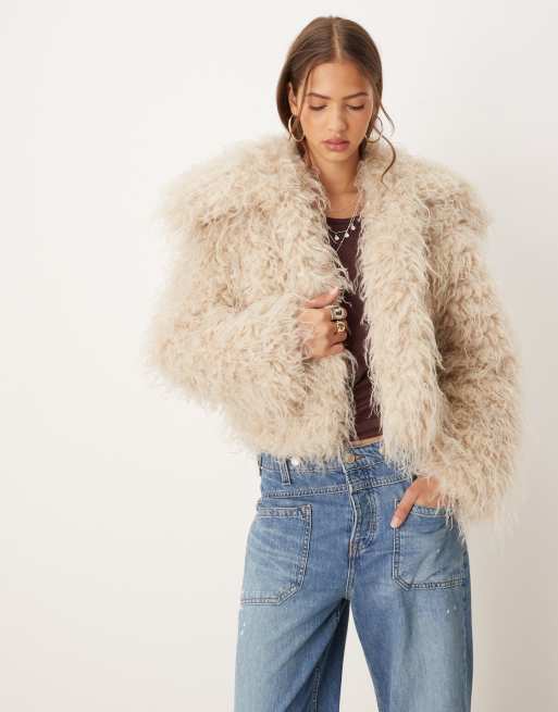 Free People – Moonlight – Kunstpelzjacke in der Farbe Tea, 2 von 4