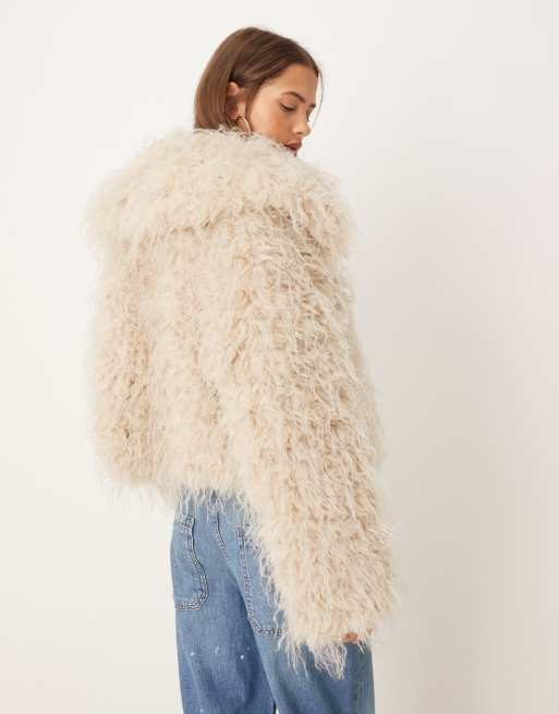 Free People – Moonlight – Kunstpelzjacke in der Farbe Tea, 3 von 4