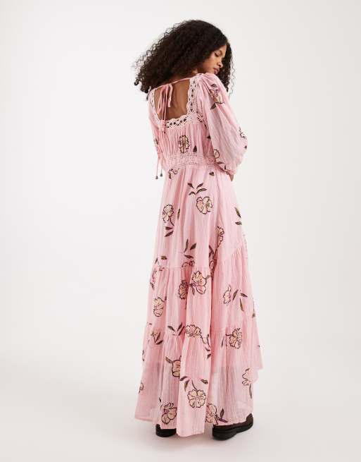 Free People morning meadows button down midi dress in pink floral, 4 of 4