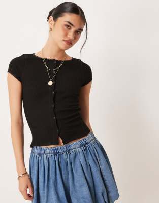 [Free People] Free People Most Wanted button-through tee in black XS BLACK
