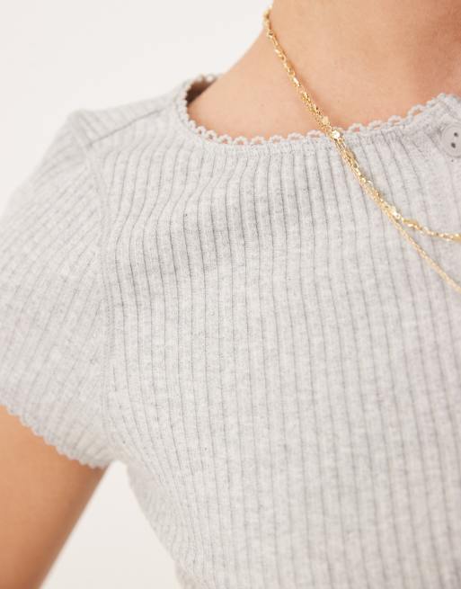 Free People most wanted button up tee in heather gray, 2 of 4