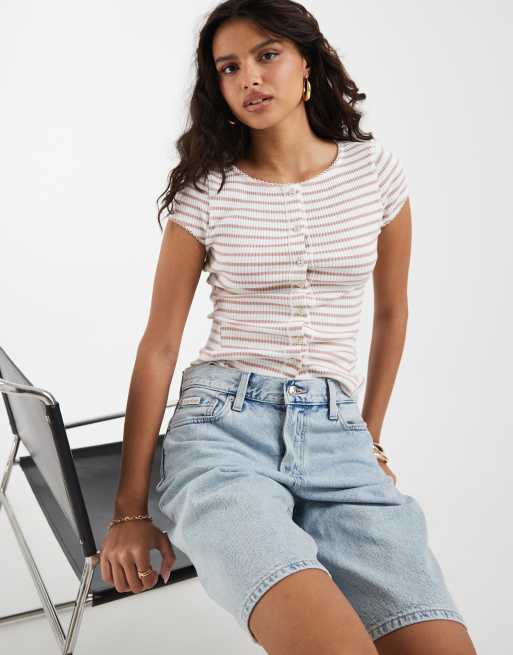 Free People most wanted cardigan in mauve stripes, 3 of 4