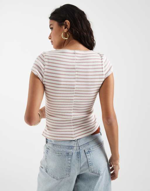 Free People most wanted cardigan in mauve stripes, 4 of 4