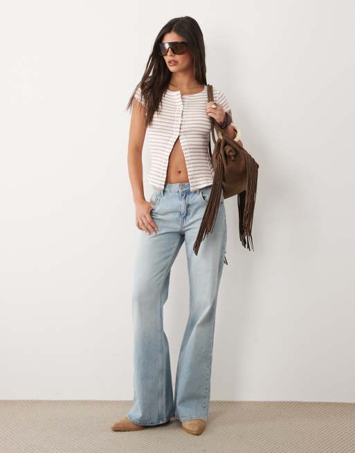 Free People most wanted ribbed button down top in mauve stripe, 3 of 4