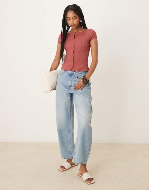 Free People – Most Wanted – Rostfärgad t-shirt med knäppning, 4 av 4