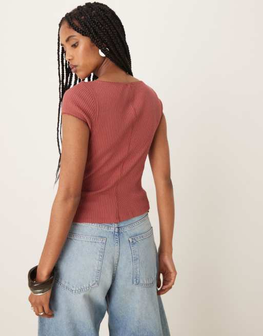 Free People - Most Wanted - T-shirt boutonné - Rouille, 3 de 4