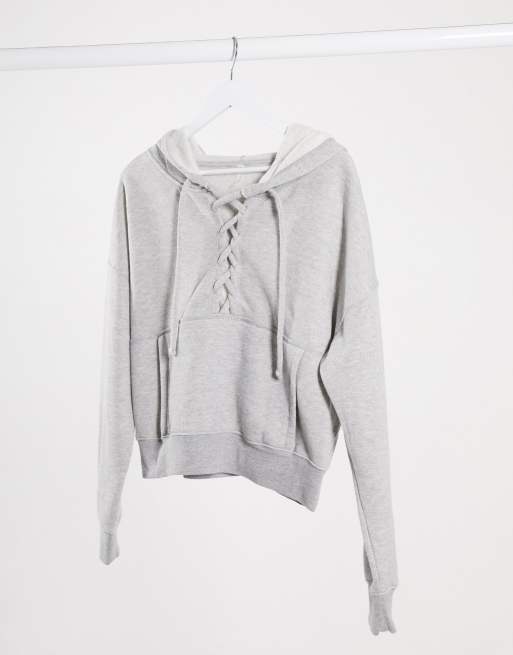 free people believe it lace up hoodie